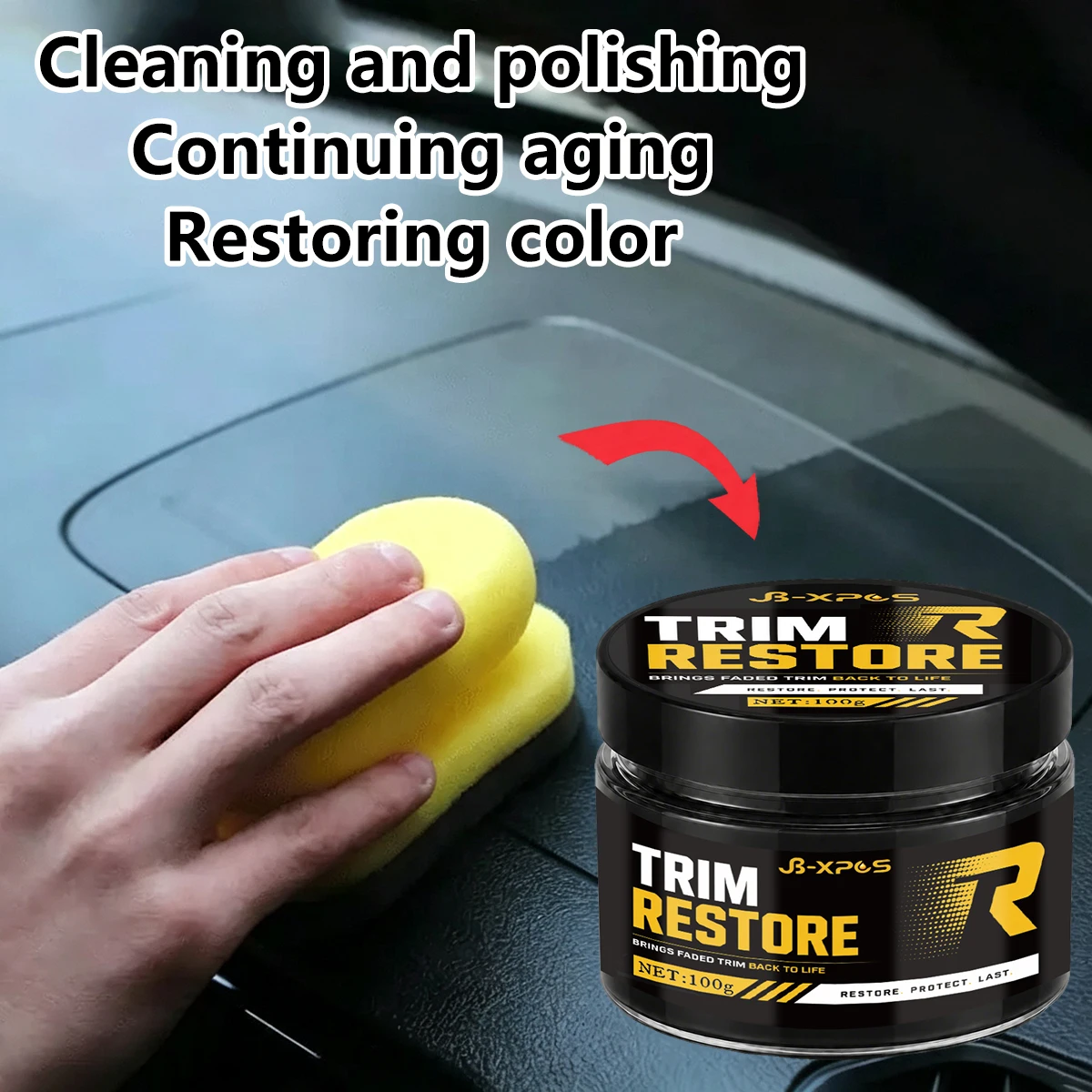 Car Plastic Trim Restorer Paste Black Reviver Repair Faded Bumper Dashboard Anti-Aging Balm Auto Detailing YT2024