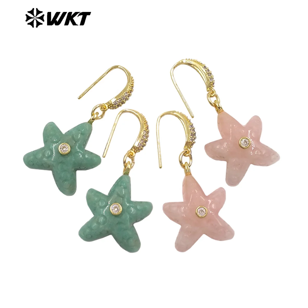 

WT-E815 Lovely French-style Gemstone Cubic Zircon Earring With 18k Real Gold Plated For Women Daily Jewelry