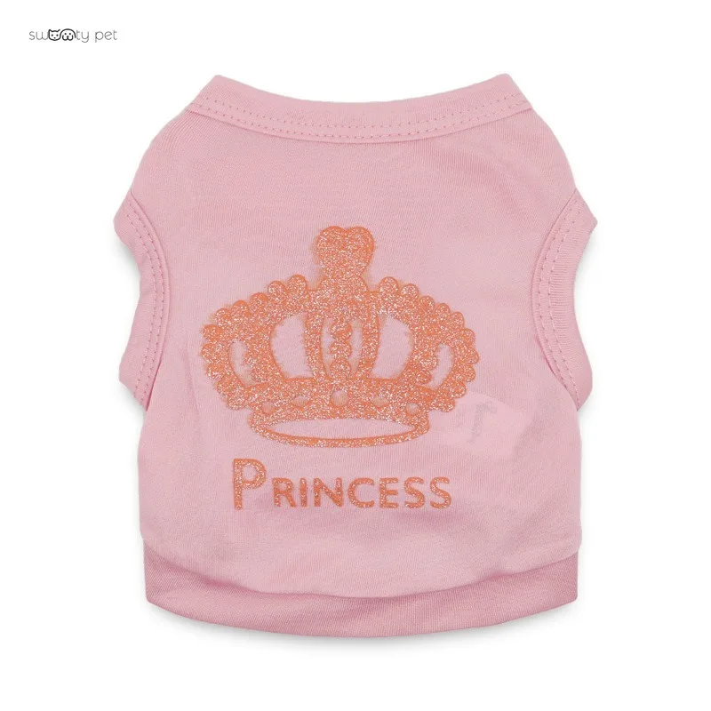 1 Pc Cute Pet Puppy Dog Coat Crown Princess T Shirt Polyester Pet Clothes Lovely Big Crown Vest for Pets Dogs Dog Clothes