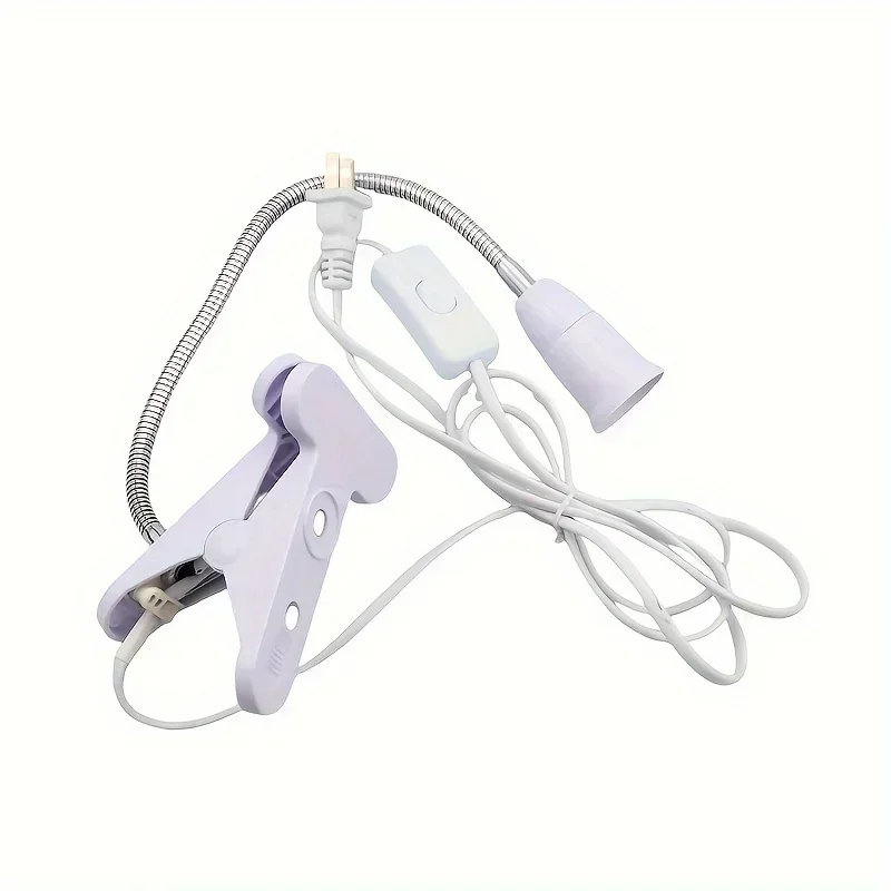 Flexible Gooseneck Desk Lamp Holder with On/Off Switch E27 Base Us Plug - 360° Adjustable Clip-On Light Socket Hanging Lamp Joy
