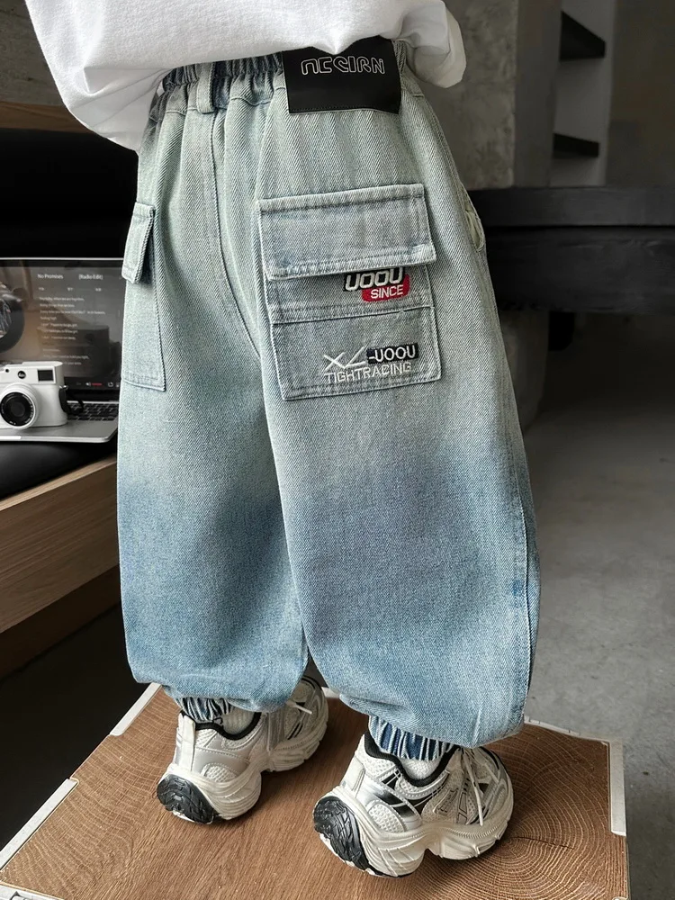 

Детские джинсы для мальчиков на весну и осень, свободные джинсовые брюки для малышей, верхняя одежда, джинсы для детей 2-10 лет