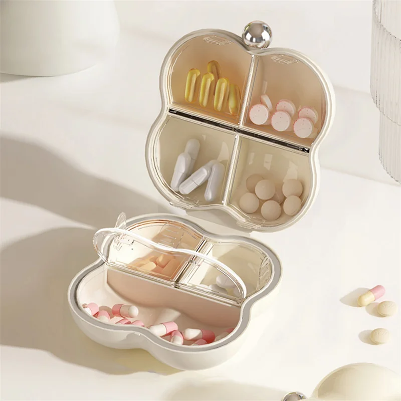 Cream Portable Small Medicine Box Cute Design Travel Multi-compartment Packaging Avoid Light Moisture-proof Jewelry Storage Box