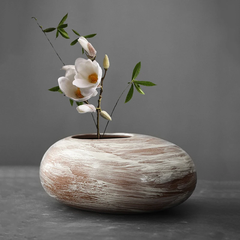 

Japanese-style stoneware vase handmade crafts hydroponic plant device dried flower arrangement retro home decoration accessories