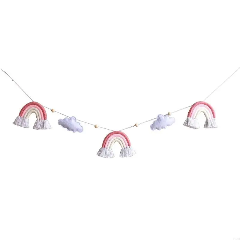 أكاليل شرابات قوس قزح مع لافتات أكاليل شرابات سحابية لحفلات أعياد الميلاد P31B #2