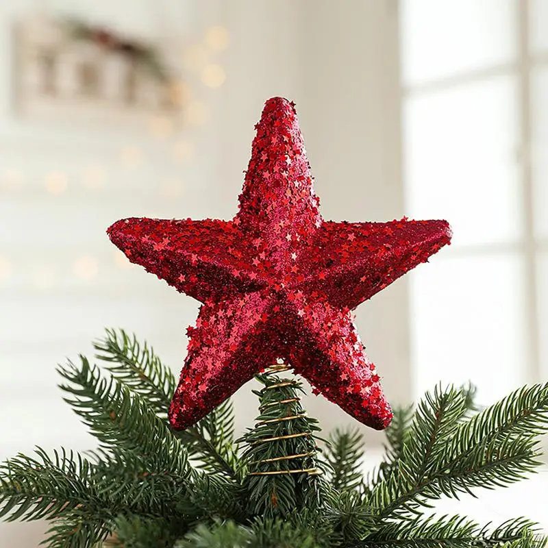 Tree Star 8.66 Inches Christmas Tree Topper Christmas Ornaments Decoration Five-Pointed Star Decoration For Christmas Tree Home