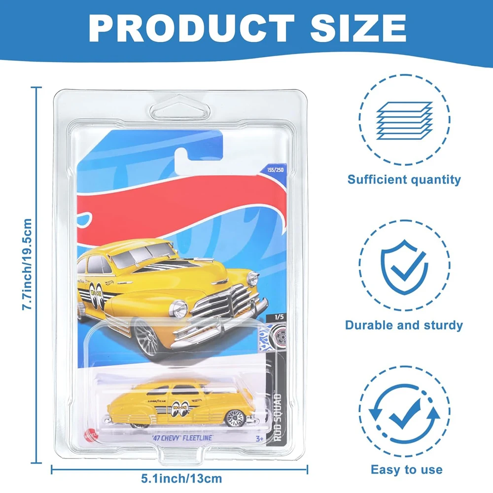 Clear Protector Cases Model Car Clamshell Cases Display Case for Hot-Wheels Clear Protective Packs Car Blister Pack Covers