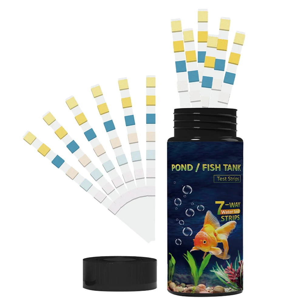 

50 Pcs Water Quality Test Strips 7 Parameters for Pool Pond Fish Tank Home Tester Kit Aquarium Supplies PH Meter