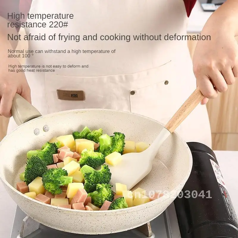 Premium Milky White Silicone Spatula Set with Ergonomic Wooden Handle - Must-Have Cooking Utensils for Every Kitchen