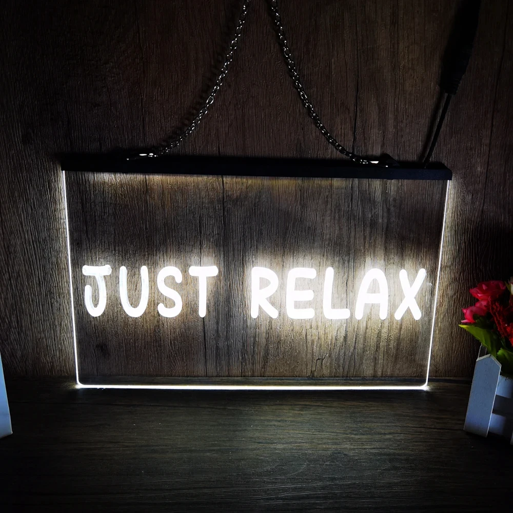 Just Relax LED Neon Sign-3D Carving Wall Art for Home,Room,birthday Gifts，Bedroom,Office，Farmhouse Decor Neon Light