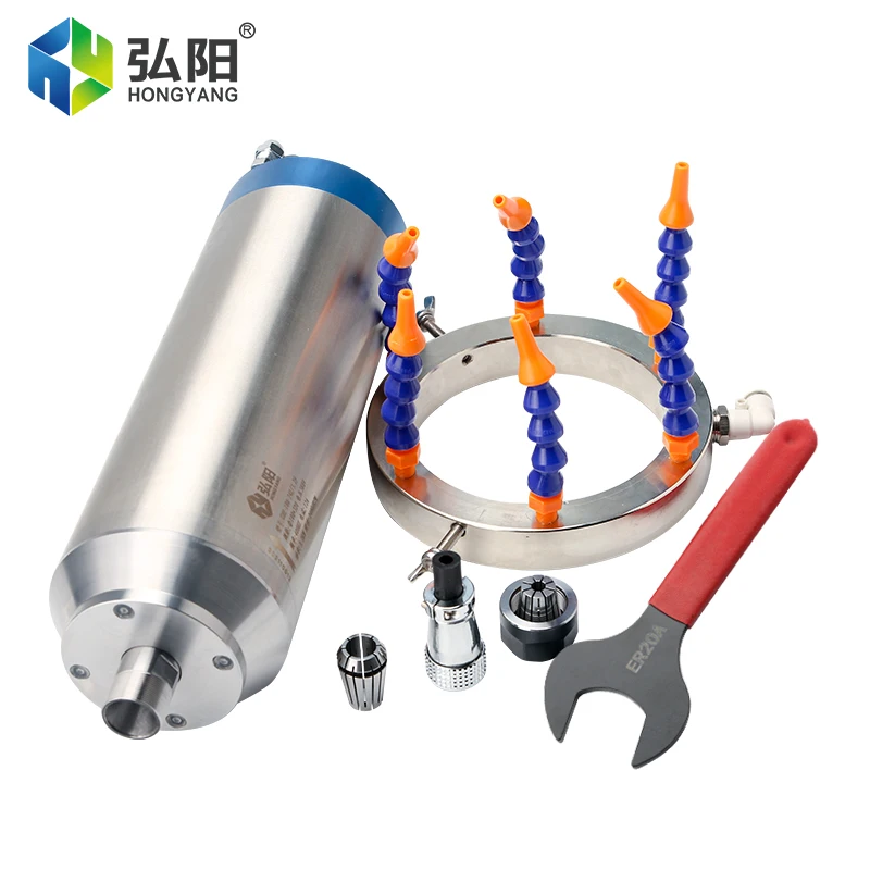CNC หินการประมวลผล 3.2kw ER20 มอเตอร์ระบายความร้อนด้วยน้ํา 4 แบริ่ง 220V 380VΦ100X320MM, ใช้สําหรับ CNC Router แกะสลักเครื่อง