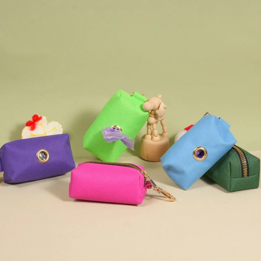 Nylon Pet Waste Bag Dispenser with Zipper Closure, Portable Dog Poop Bag Holder, Outdoor Pet Waste Bag Storage Case