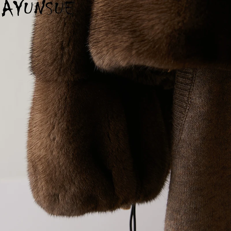 AYUNSUE Natural Mink Fur Coat Women Luxury Real Fur Jacket Whole Female Mink Womens Coats Winter Clothes 2025 Пальто Женское