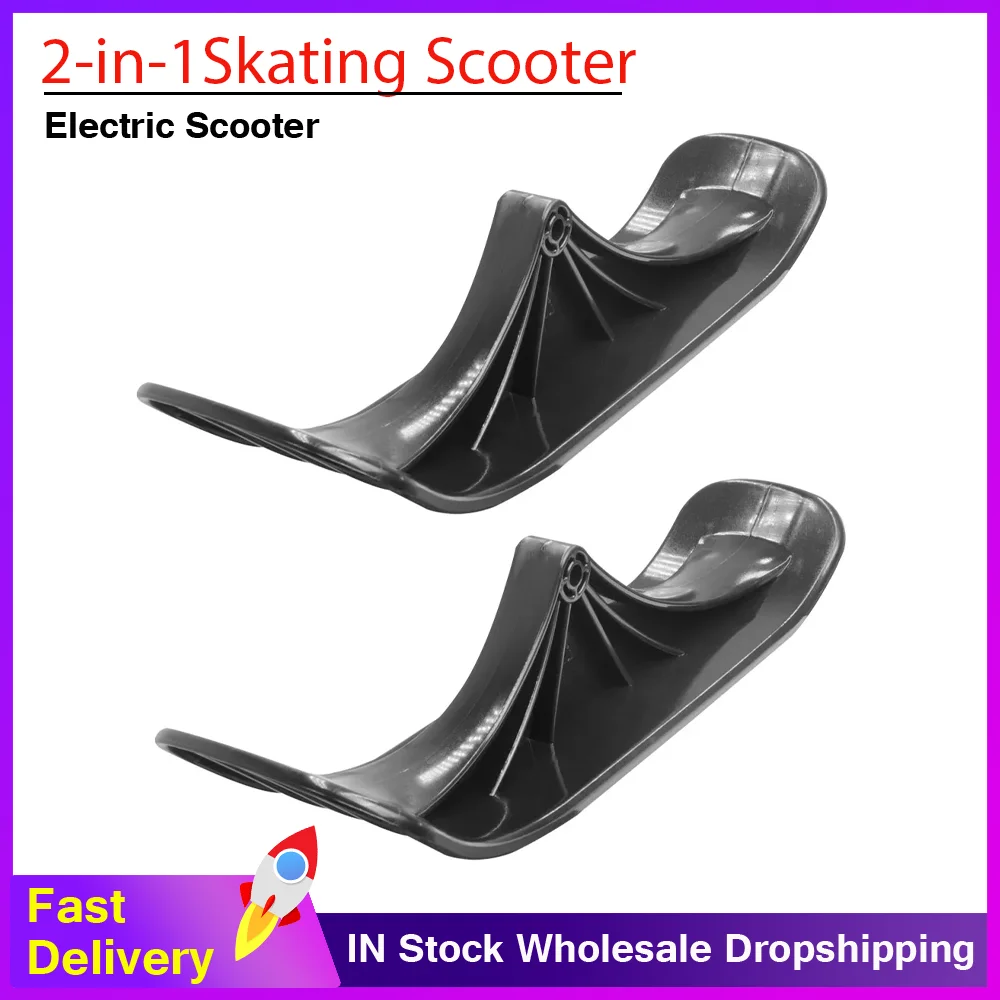 1pair Children's 2-in-1 Converted Scooter Ski Sled Skateboard Sled Winter Outdoor Ski Snowboard Snow Riding Accessories
