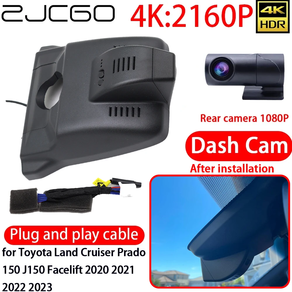 ZJCGO for Toyota Land Cruiser Prado 150 J150 Facelift 2020 2021 2022 2023 4K DVR Dash Cam Wifi Lens Front Rear Camera 24h