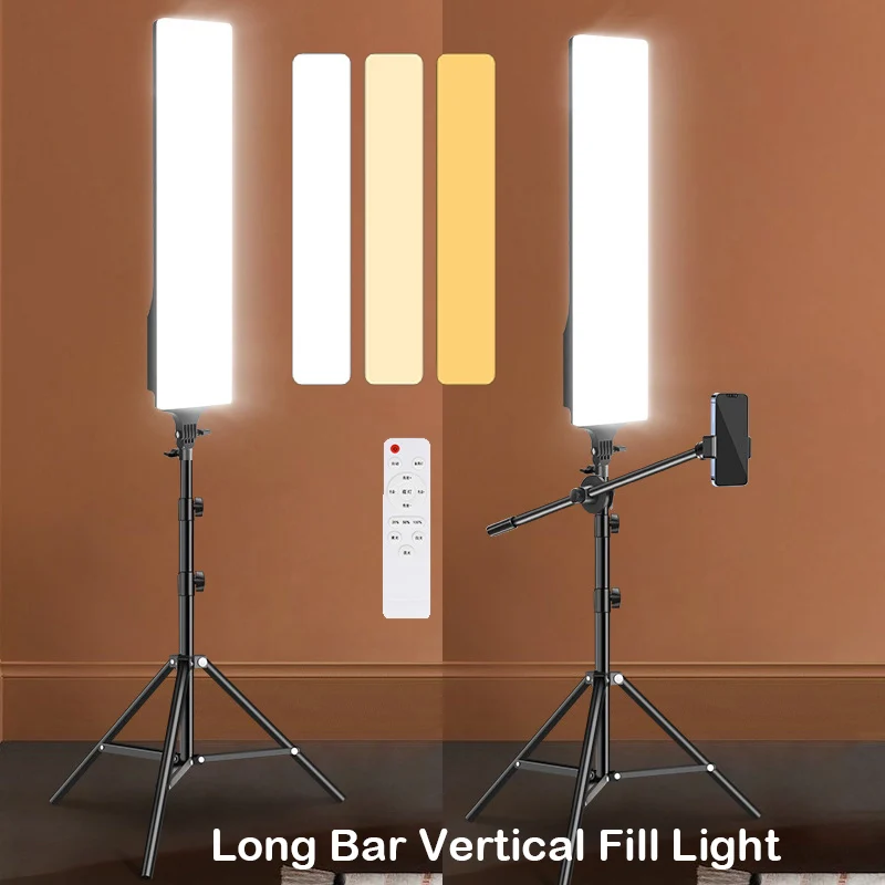 Panel de luz LED Rectangular para estudio fotográfico, lámpara de relleno de vídeo de 3000k-6500k, iluminación de fotografía con soporte de trípode, brazo largo para Vivo