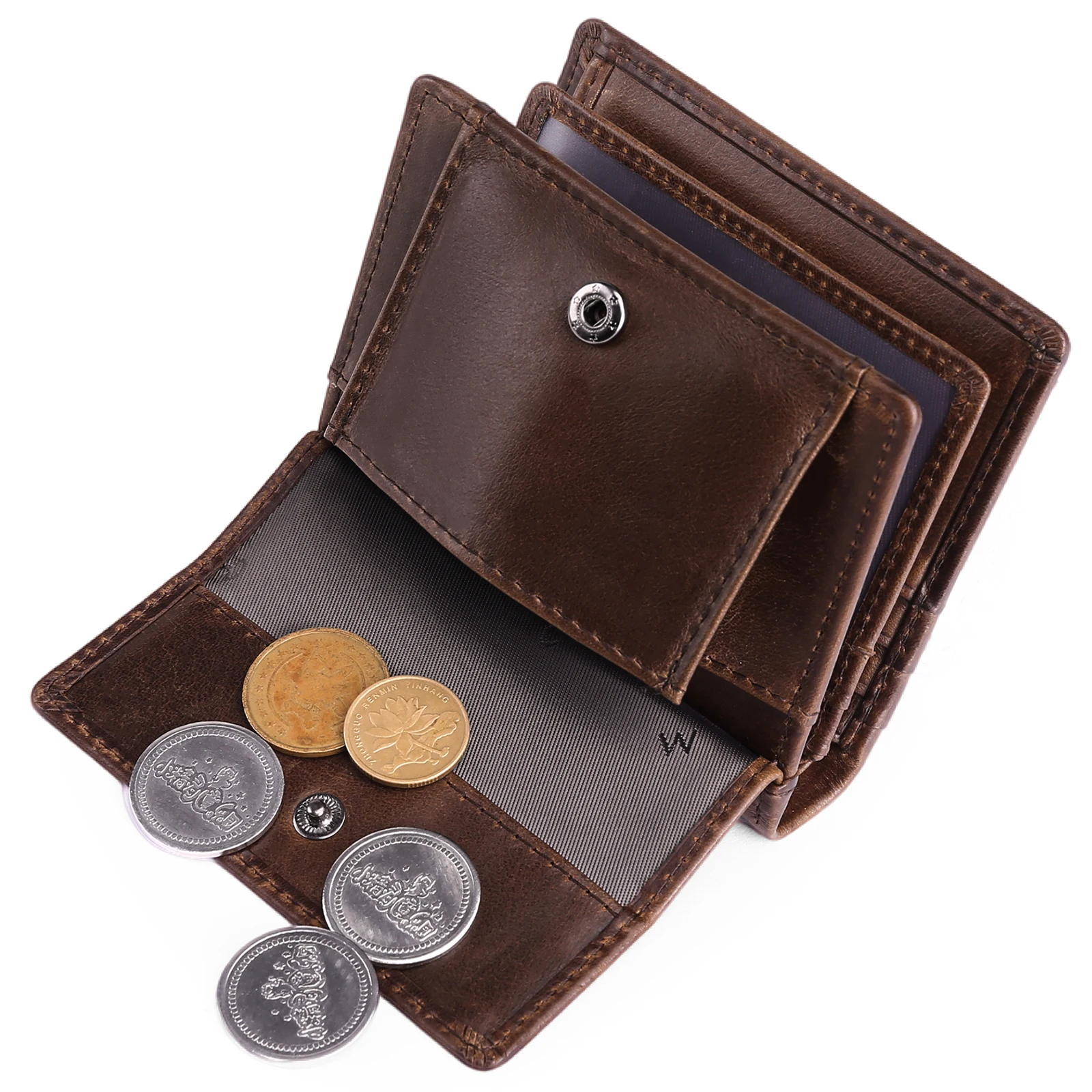 Luxury Wallet Genuine Leather Men Wallet Rfid Anti-theft Credit Cards Holder With Organizer Coin Pocket Male Money Clips Purse