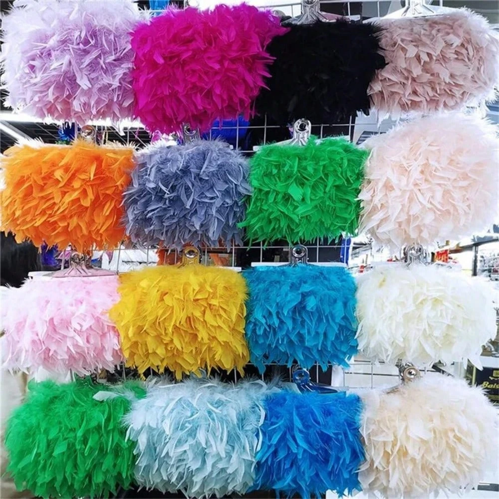 

1M 5M 10M Turkey Feather Trim 10-15cm Width Fluffy Natural Feathers Fringe DIY Sewing Dress Costume Party Decoration Supplies
