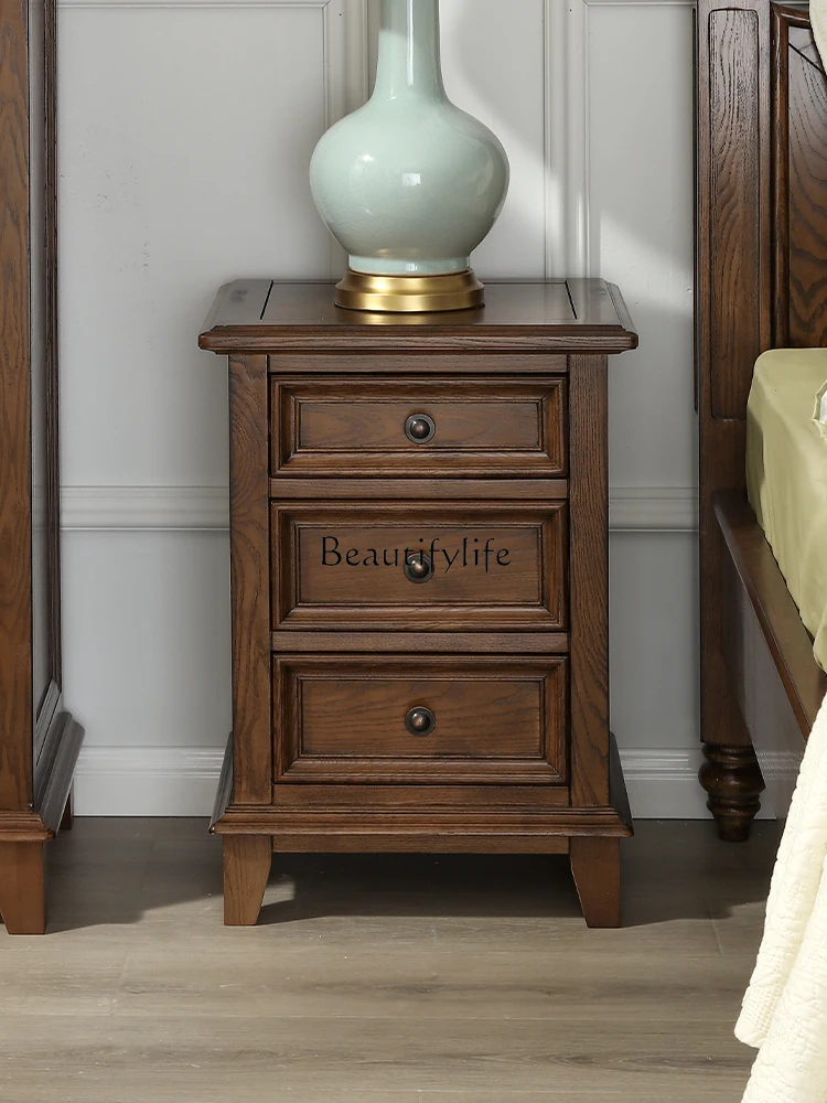 

All Solid Wood Walnut Ash Three Drawer Bedside Locker American