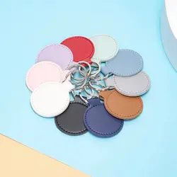 Simple and Creative Leather PU round Drop Box Key Chain Card Holder Anti-lost Key Ring Bag Pendant Car Key Chain