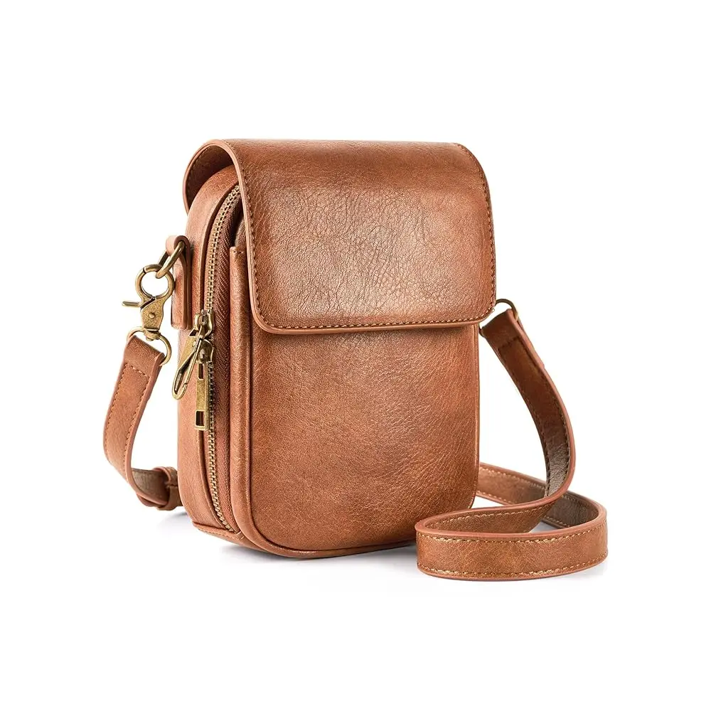 

Small Crossbody Bag for Women, Vegan Leather Cell Phone Purse with Card Slots, Vintage Wallet Bag for Travel