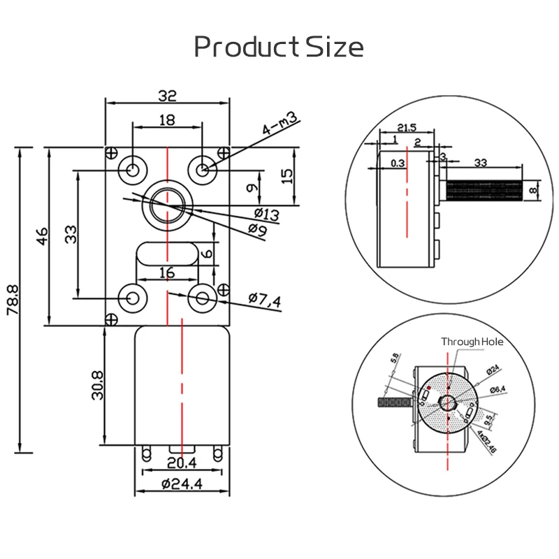 JGY-370-M8 Wałek śrubowy Mikroturbina Ślimakowy silnik redukcyjny DC 12V/24V Regulacja prędkości 1RPM~375RPM Samoblokujący mały silnik