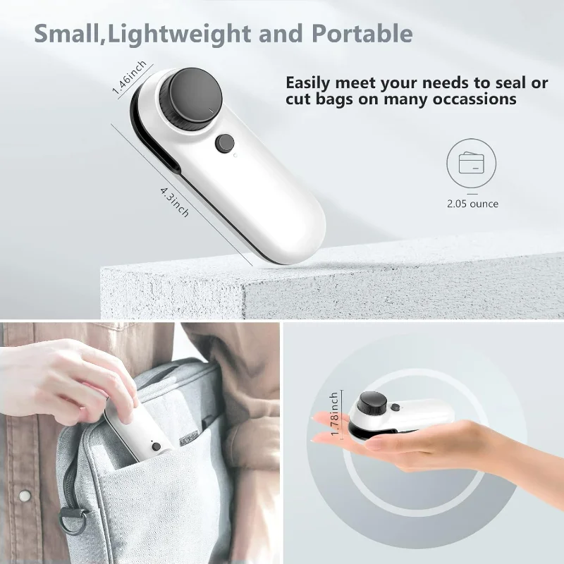Mini Bag ,  Heat , Upgraded 2 IN 1 Heat  &  USB Rechargeable, Portable Resealer Machine Kitchen Gadget for Plastic Bag Chip Bag