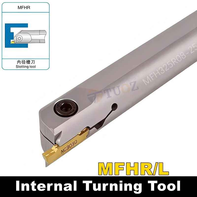 TUOZ MFHR216 220 320 420 325 425-25/140 Internal Bore Face Grooving Tool Holder (R06/R08/R10/R12) - Spring Steel Material