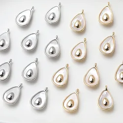 2PCS 14K Gold Plated Shell Pear Brass Pendant Jewelry Accessories DIY Making Supplies Findings