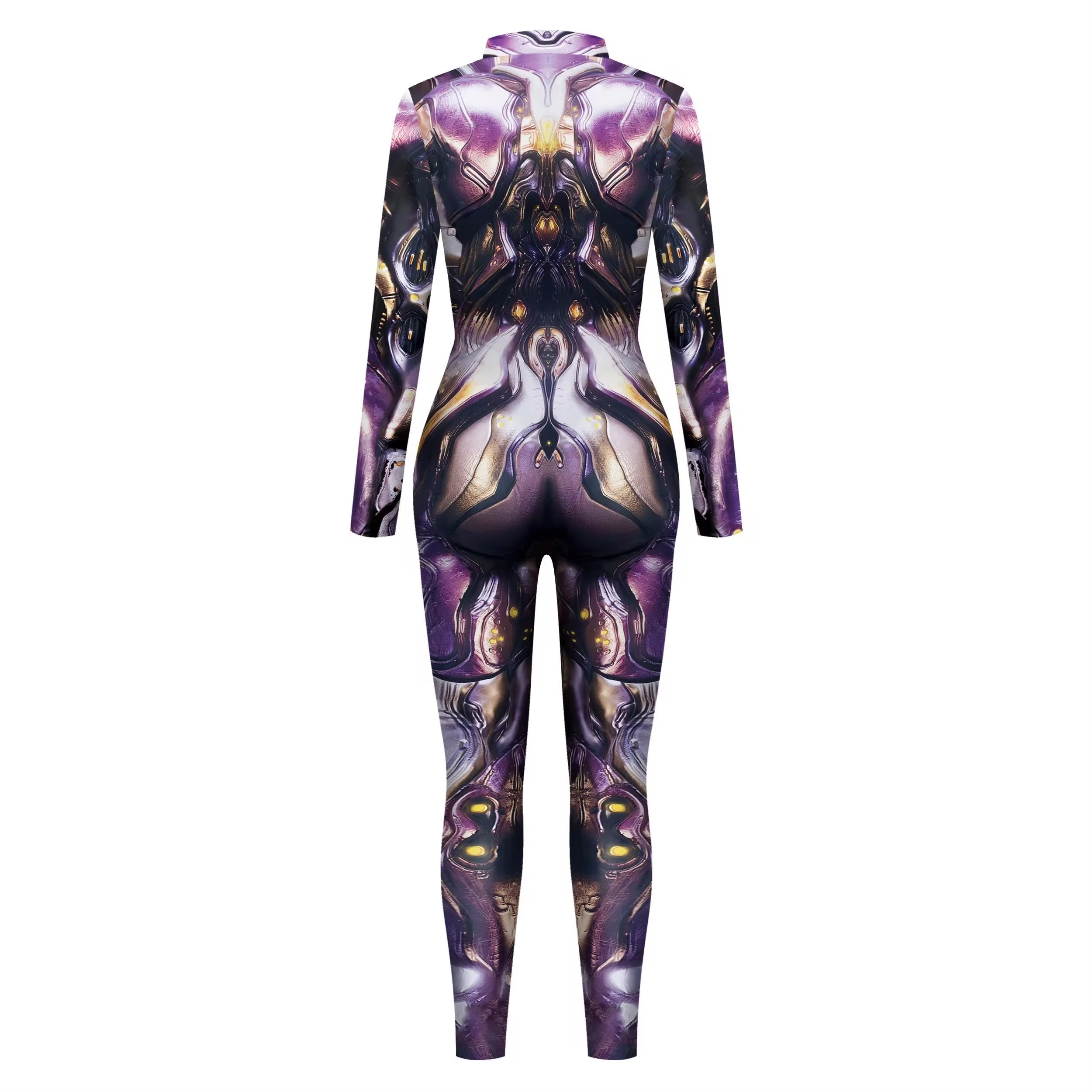 Halloween Otherworldly Purple Full Costume Punk Robot Male Clothing Festival Jumpsuit Men's Bodysuit Cosplay Holiday Party Suits