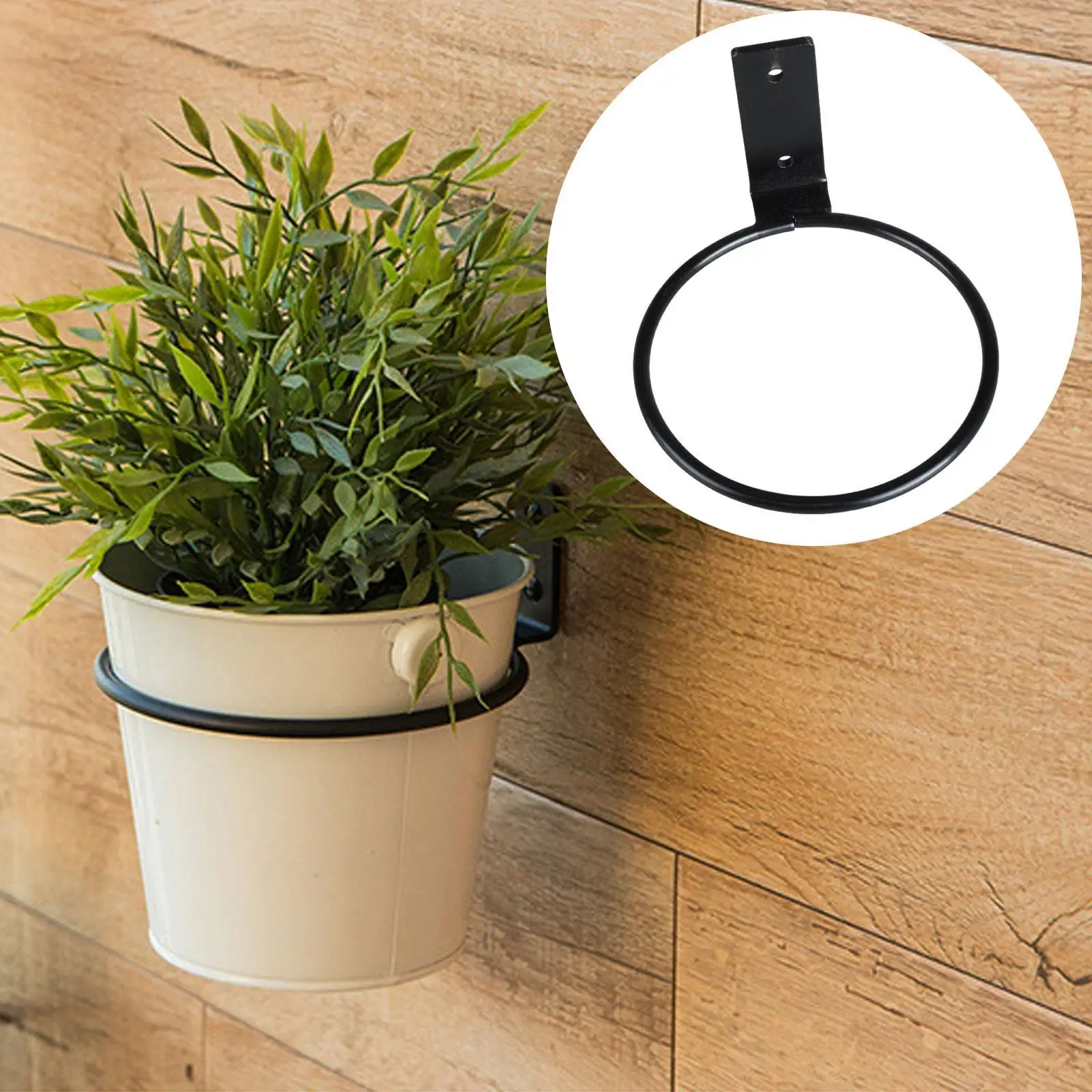 Iron Wall Hanger Bracket Ring Flower Pot Holder Outdoor Hanging Planter Basket for Balcony Railing