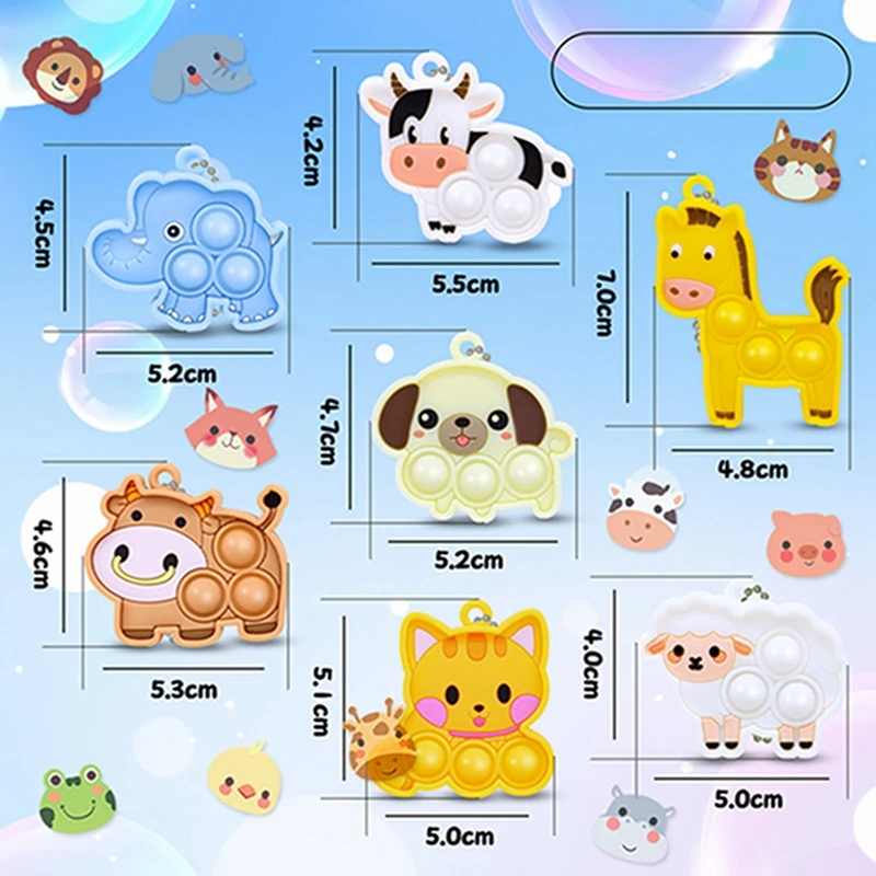 10pcs Mini Cartoon Animals Keychains Backpack Pendants Hanging Stress Relieving Creative Children Toys Birthday Party Favor Gift