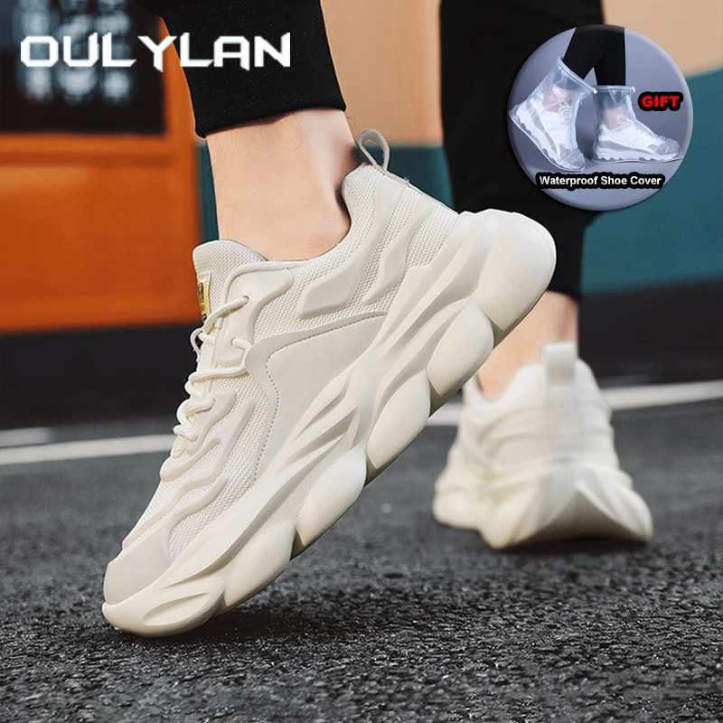 

Oulylan Men Casual Running Footwear Breathable Lightweight Sneakers Thick Soled Height Increasing Sport Shoes Pure Color Sneaker