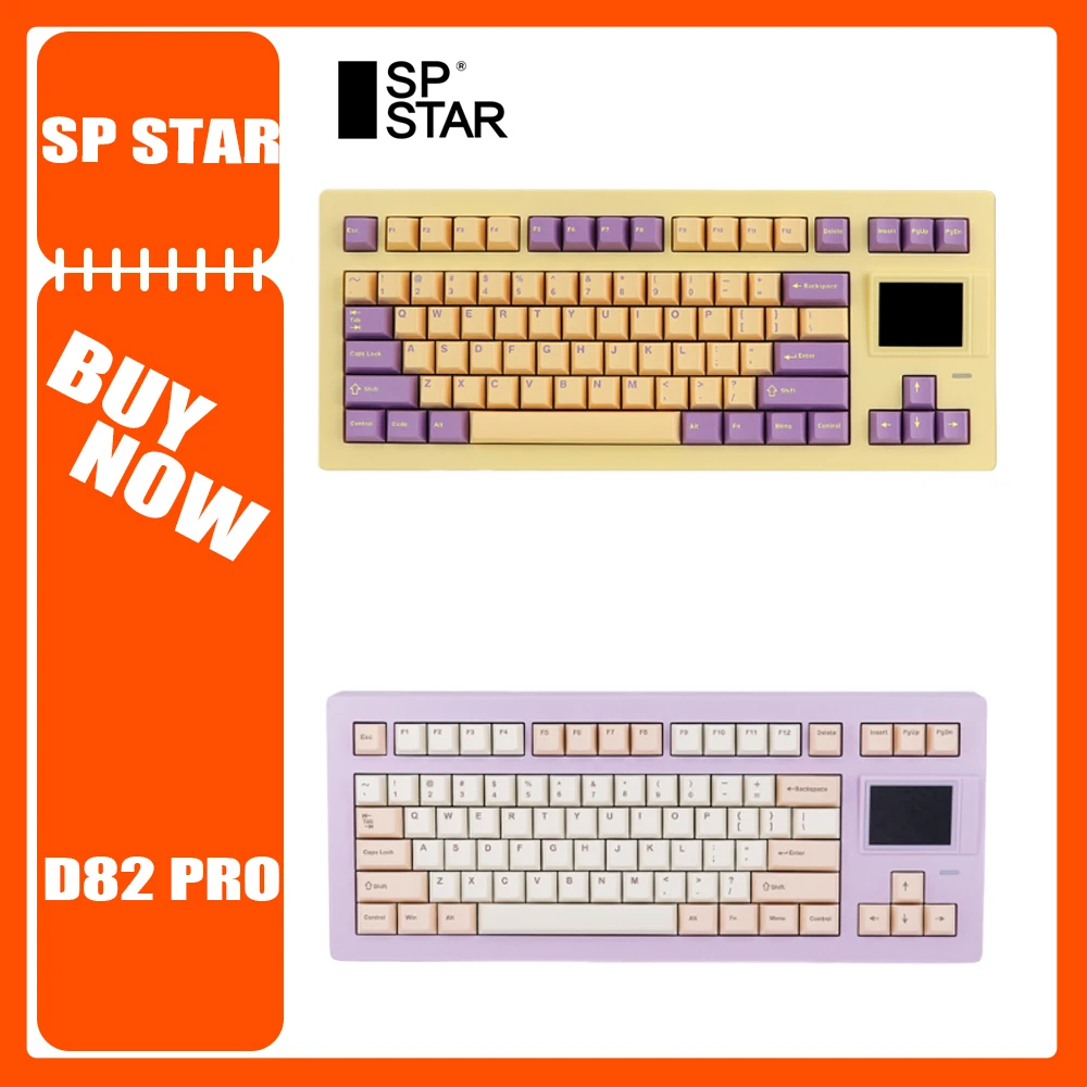 SP-Star D82 Pro Wireless Mechanical Keyboard Smart Screen Three Mode 8000mAh RGB Gaming Keyboard Hot-Swap Gasket Pc Gamer Gifts