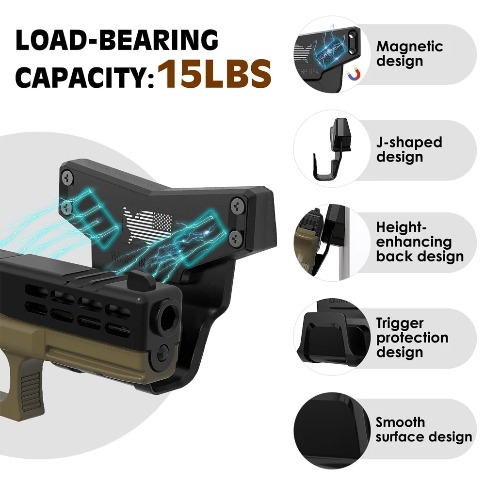 안전 트리거 가드 보호 자석 홀스터 랙, Glock G17 G19 G22 G23 G26 G34 G43X USP Taurus용 마그네틱 건 마운트