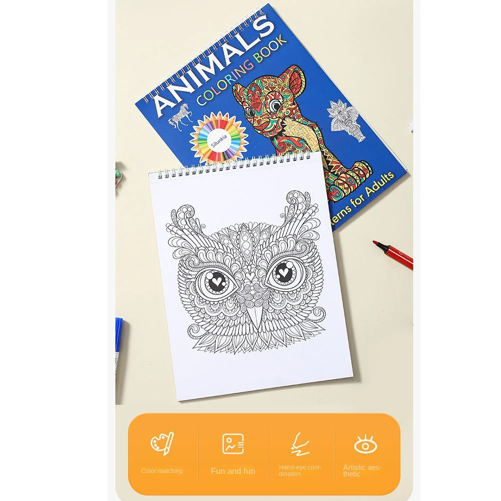 Mandala/Birds/Butterfly/Animal Kids Coloring Book Single Side 20 Exquisite Pictures Coloring Pattern for Adult Thicken Paper