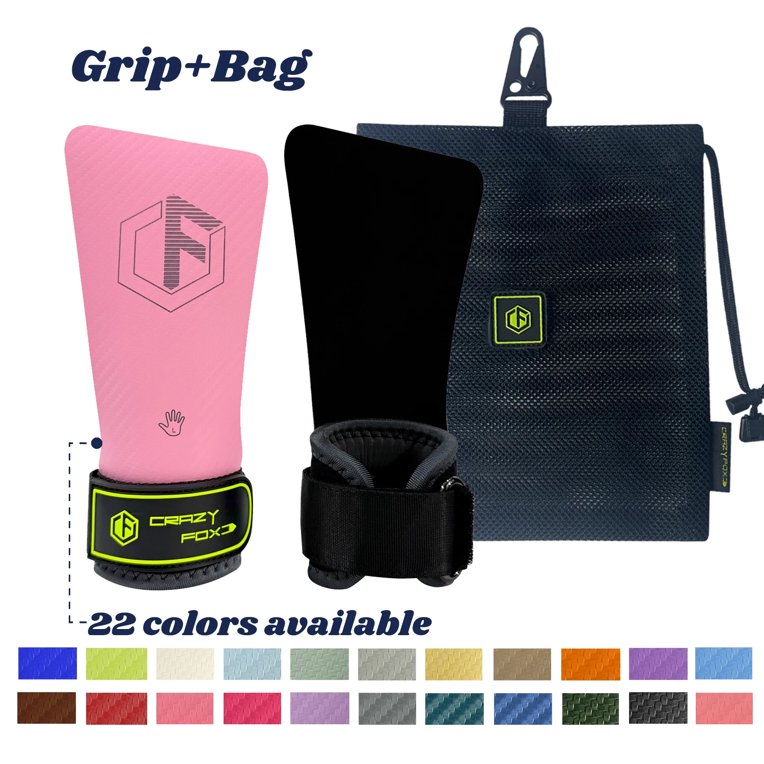 Grips Antiderrapantes para Treino Funcional, Ginástica, Levantamento de Peso, Deadlift e WOD, Sem Giz, com Bolsa de Transporte, Crazy Fox, para Fitness