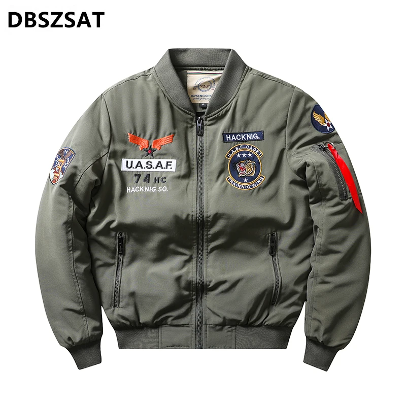 Military Jacket Men Army Green Bomber Jackets Spring Aurumn Embroidered Casual Loose Motorcycle Coat Waterproof Outerwear Male