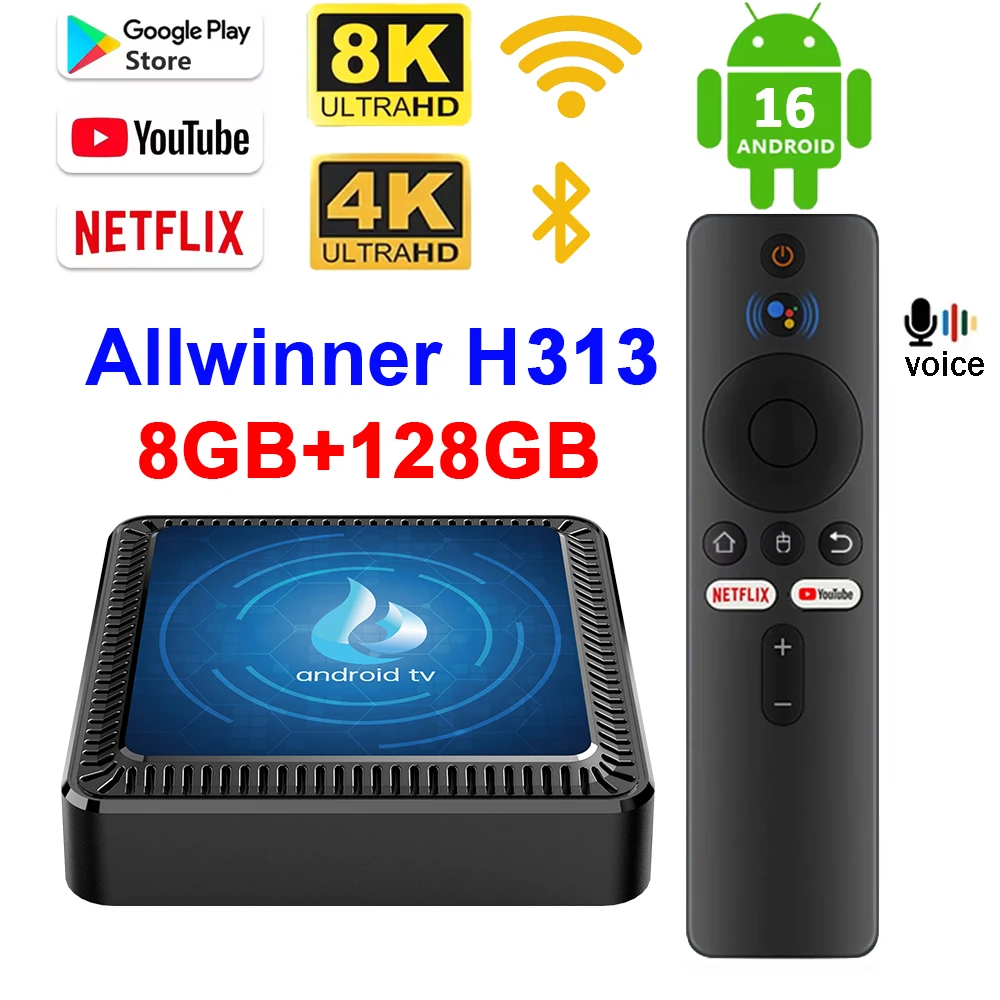 android16スマートtvボックス-allwinnerh313-hdr10-対応-デュアルwifi-bt54-google音声アシスタント-8gb-128gb-4k-8kビデオセットトップボックス-q17