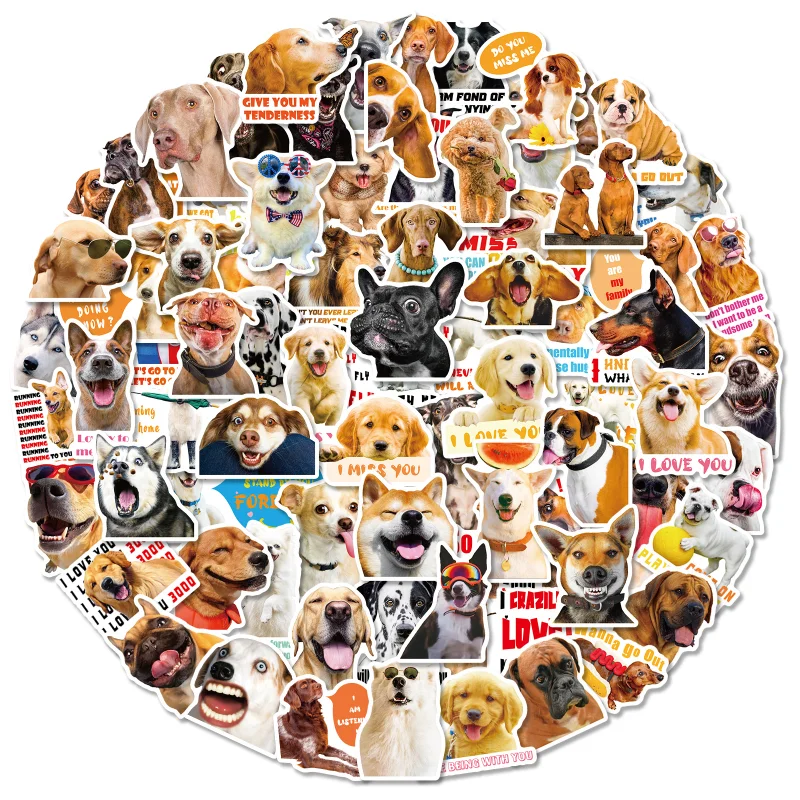 10/50/100pcs Lovely Dog Stickers Funny Meme Animal Decals for Laptop Pad Phone Travel Luggage Water Bottle Scrapbook Car