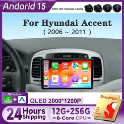 For Hyundai Accent 2006 2007 2008-2011 Android 14 Carplay Car Radio Navigation GPS Multimedia Player Stereo WiFi+4G Auto BT DSP