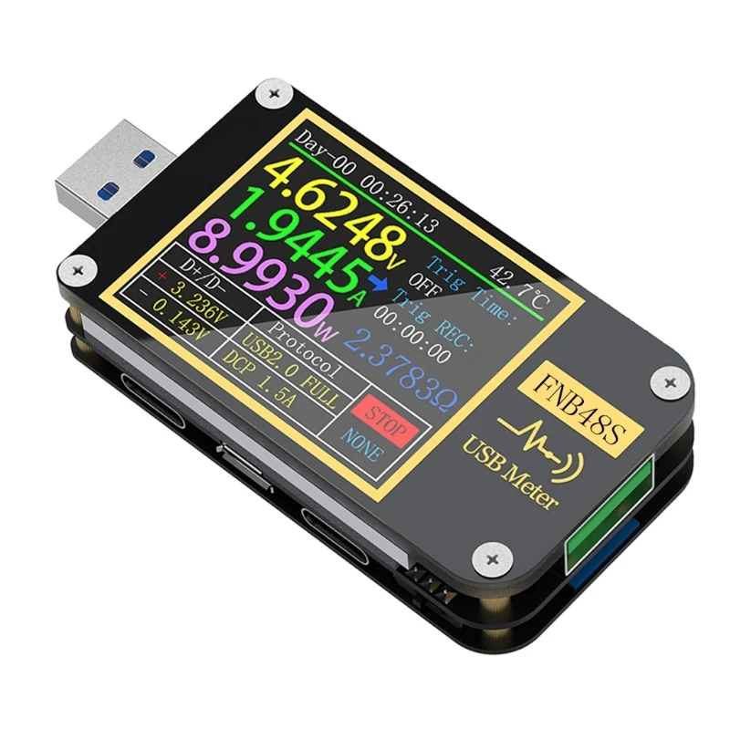 Amperímetro e Voltímetro Testador Usb Qc4 Mais Pd3.0 2.0 Pps Protocolo de Carregamento Rápido Fnb48-voltímetro