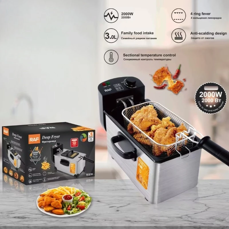 

Электрическая фритюрница 2000 Вт, большая емкость, настольная, коммерческая, для уличных торговцев, для жарки курицы и картофеля фри, EU/UK