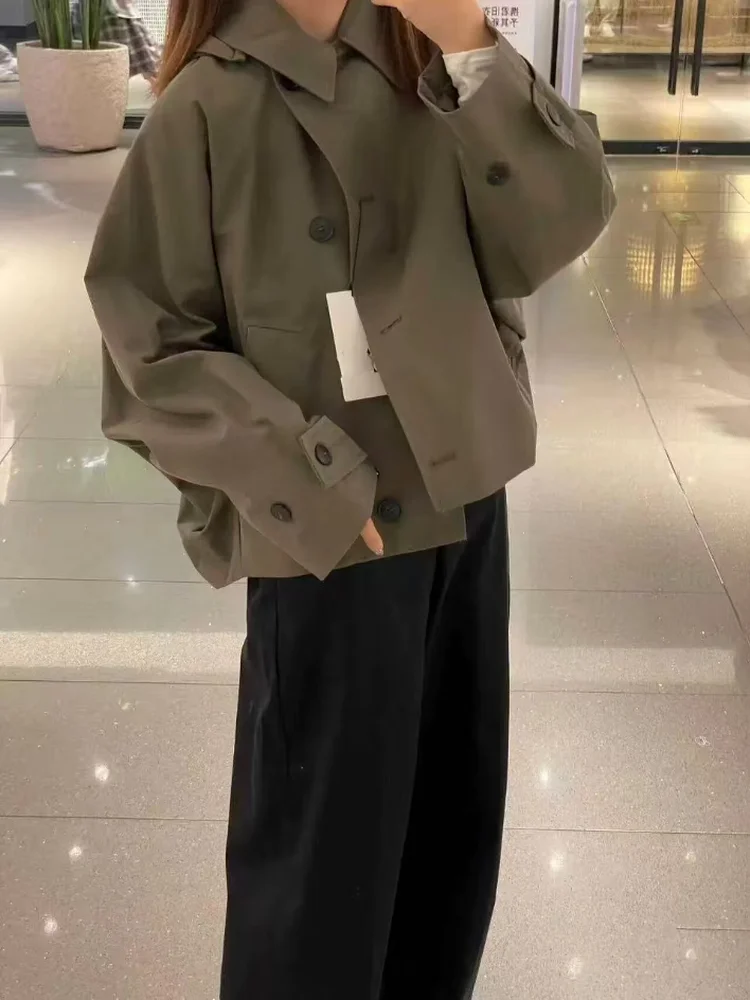 

Весенне-осеннее новое женское повседневное свободное длинное пальто-витер с капюшоном, верхняя одежда с откидным воротником, хлопковая женская мода 2024