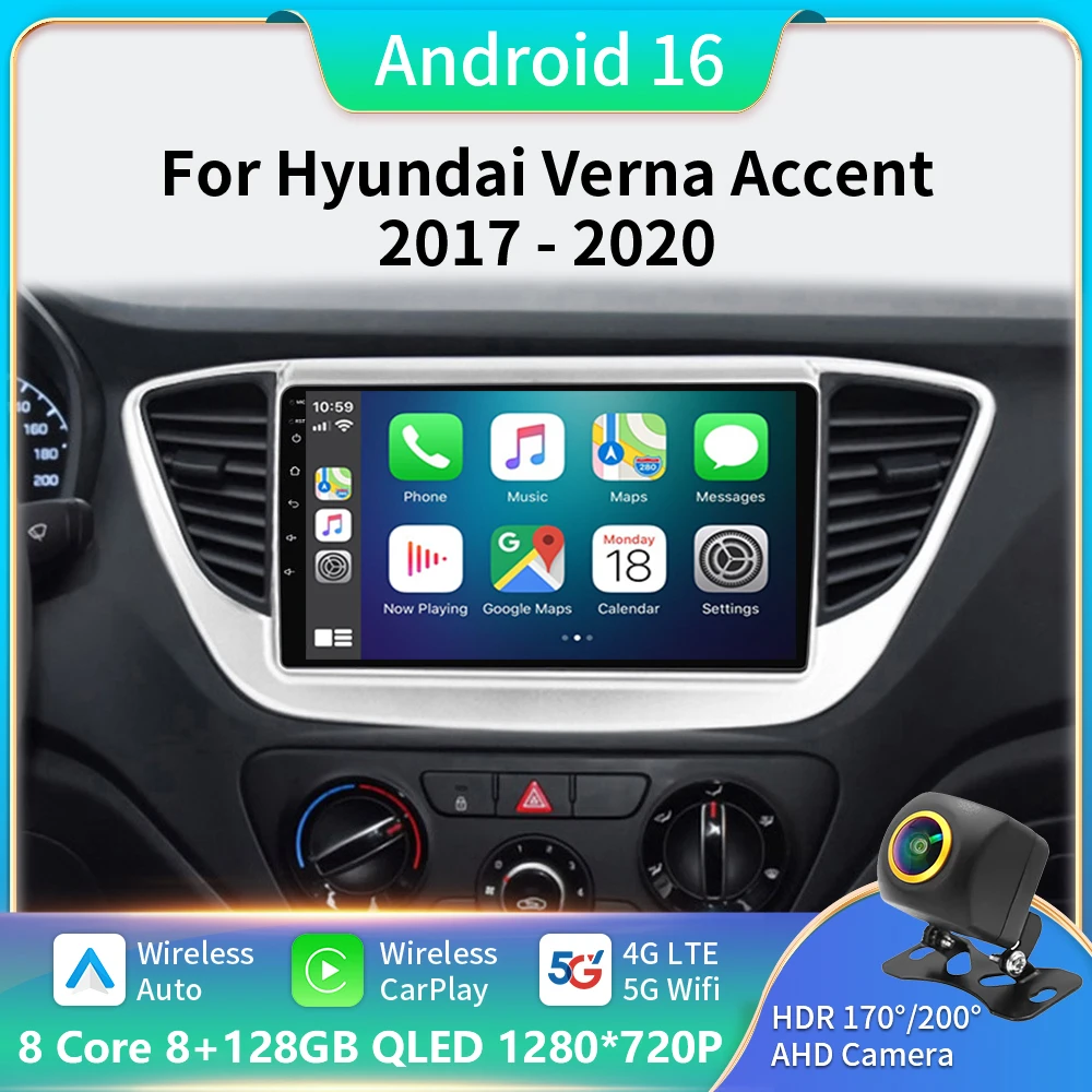 

Android 16 Car Radio For Hyundai Solaris 2 Verna Accent 2014 - 2020 Multimedia Stereo Player Navigation GPS Head Unit BT 5G DVD