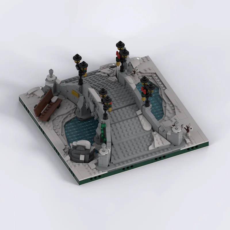 Ville rue vue modèle Moc brique de Construction modulaire parc d'hiver pont modèle technologie blocs noël bricolage jouet Construction cadeau