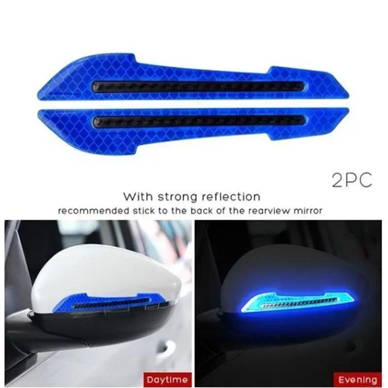 2pcs/set Car Rearview Mirror Reflective Sticker Safety Warning Reflective Sticker Car Rearview Mirror Decorative Strip