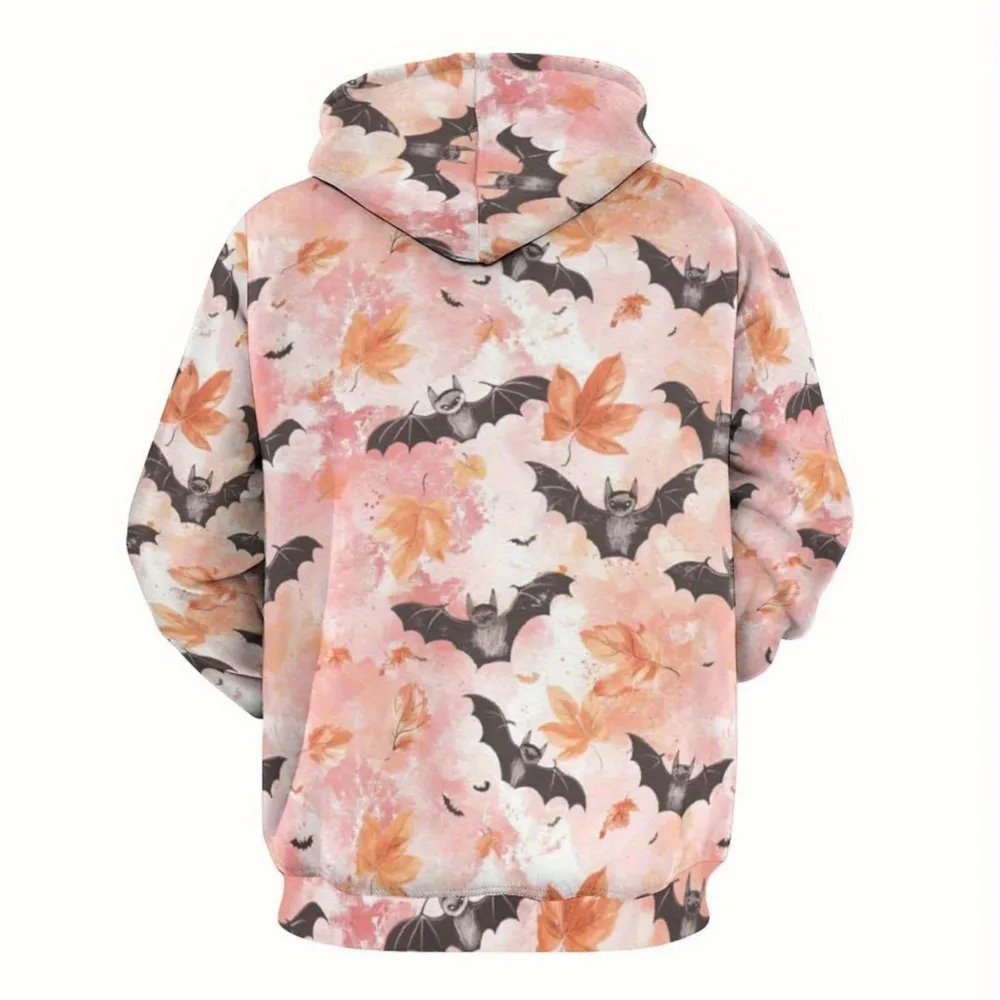 هوديس عصرية جديدة للرجال والنساء، تصميم بنمط اليقطين الخفافيش للهالوين مطبوع ثلاثي الأبعاد، هوديي للارتداء اليومي مع جيوب #3