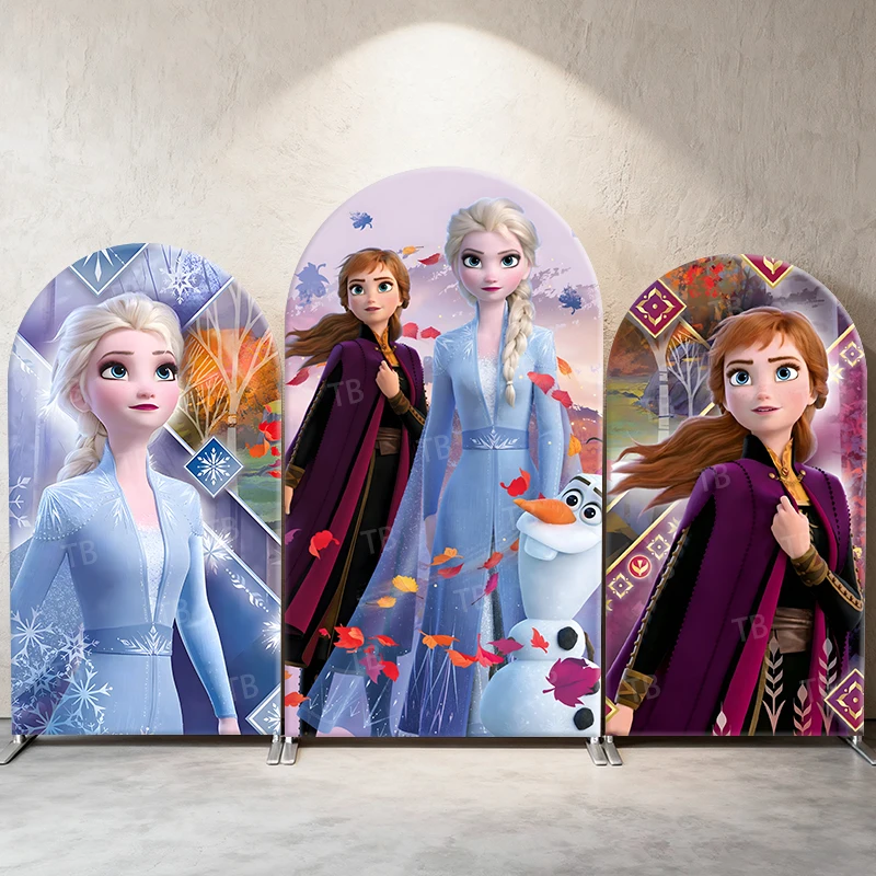 

Frozen Elsa Anna Arch Backdrop Cover for Kids Birthday Party,BabyShower Photography Background Event Decoration Photo Booth Prop