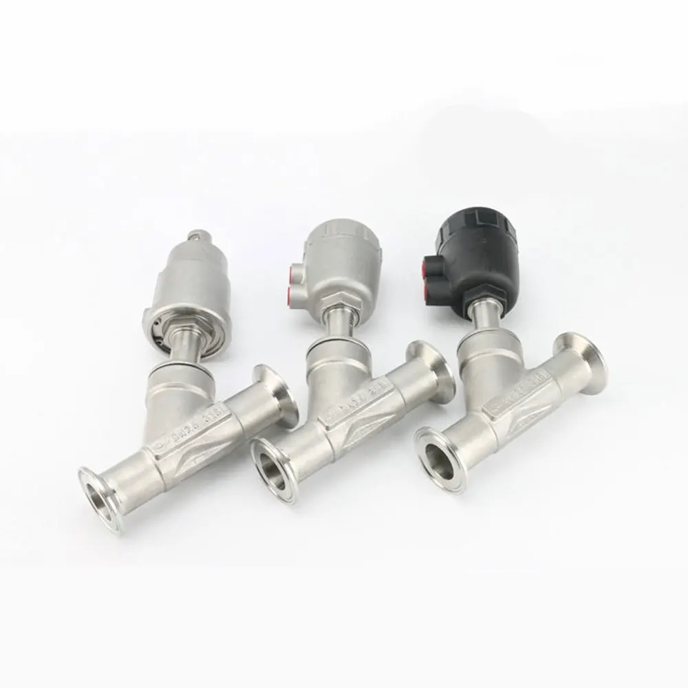 DN15 20 25 32 40 50 Tri Clamp Y Shaped 304 Stainless Steel Pneumatic Actuated Angle Seat Valve Steam Gas Oil Water