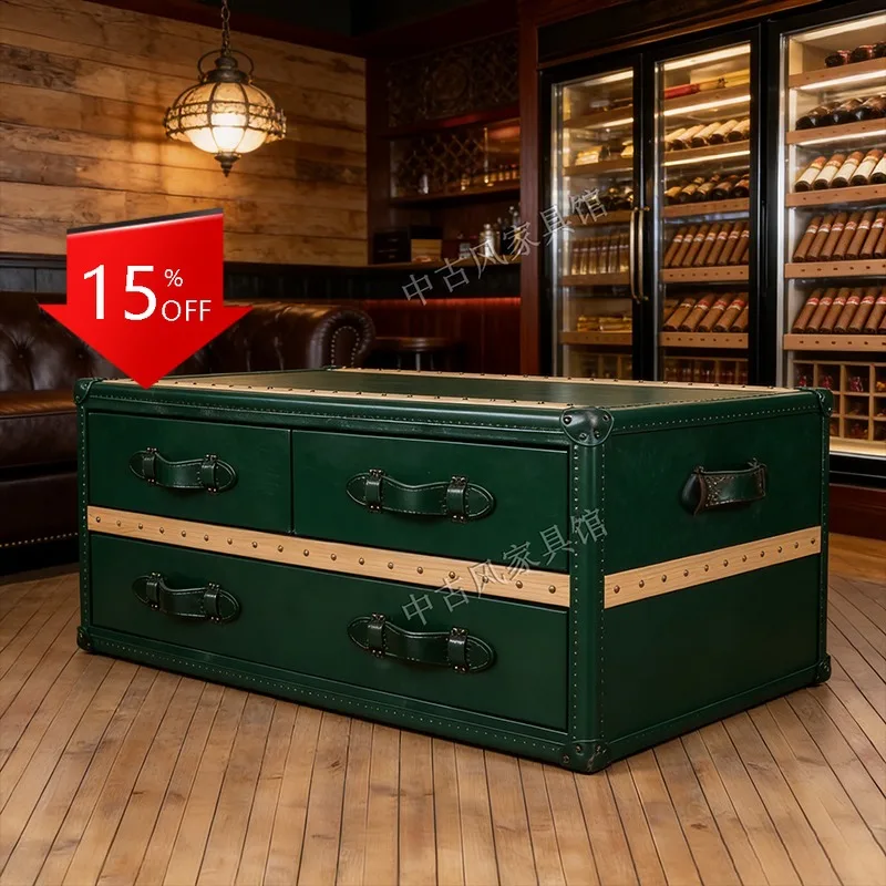 

Кофейный столик M85 в американском ретро-стиле, кофейный столик-чемодан из кожи, кофейный столик-портфель из английской кожи, сигарный барный столик